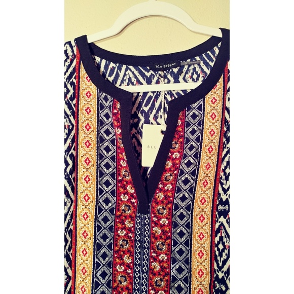 Blue Pepper Print Tunic Dress - Picture 4 of 8